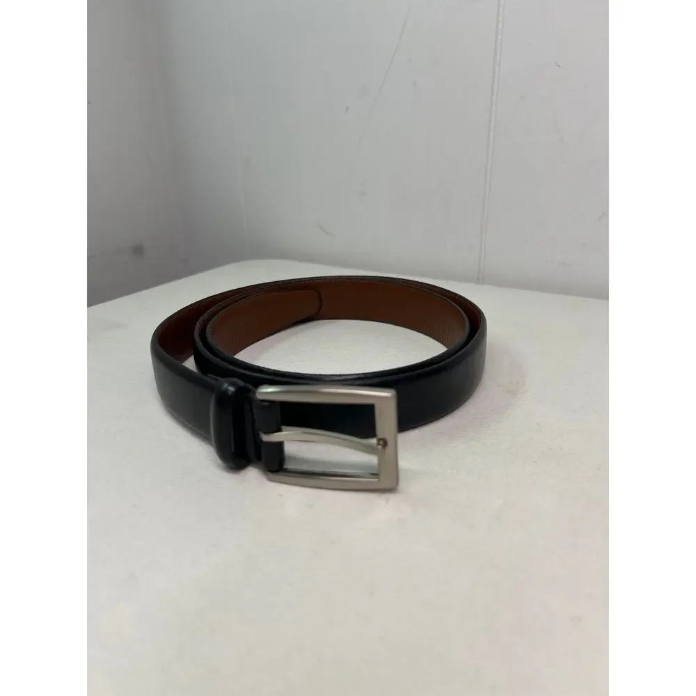 Jos. A. Banks Fine Italian Leather Black Belt with Silver Buckle. Size 40